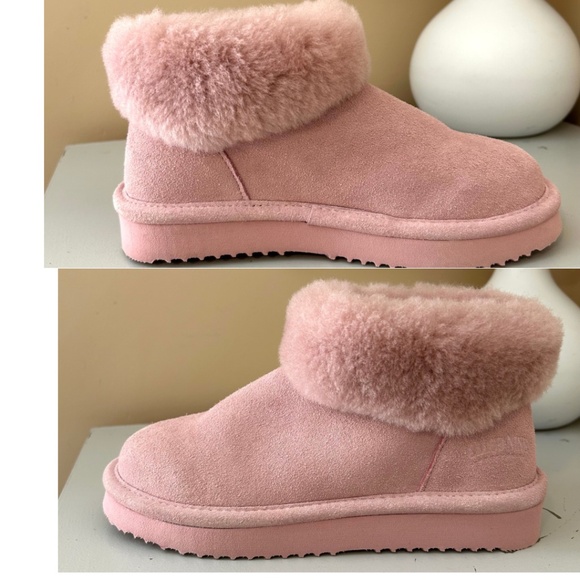 New Condition Cloud Nine Sheepskin Suede Booties Dusty Pink Size 6 - Picture 8 of 13